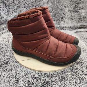 Keen Howser Fold Down Burgundy Lined Winter Snow Ankle Boots Women's Size 11